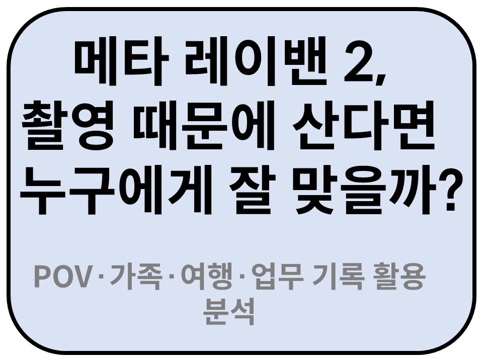 Intro. 메타 레이밴 2, 촬영 때문에 산다면 누구에게 잘 맞을까?